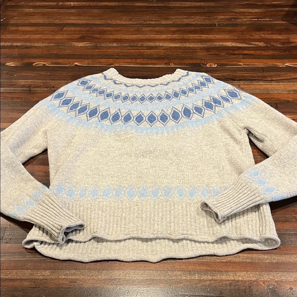 Vintage Inspired Icelandic Kuhl Women's Gray and Blue Sweater